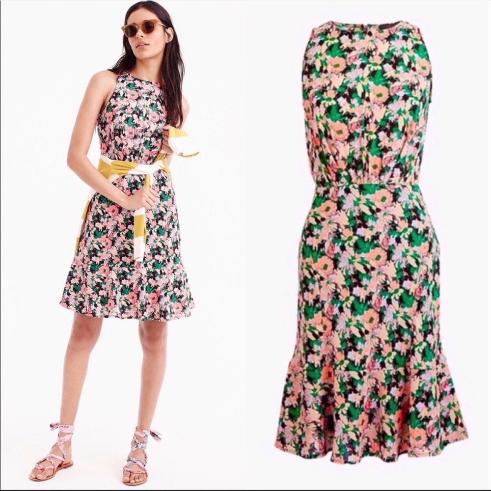 NWT J. Crew Mercantile Neon Pink Floral Sleeveless Midi Dress